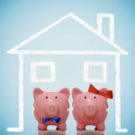 Piggy bank husband and wife - home concept